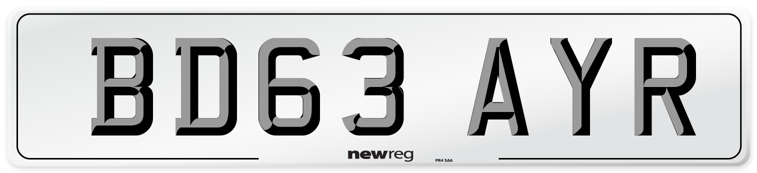 BD63 AYR Number Plate from New Reg